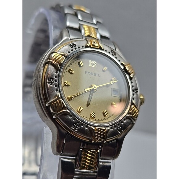 Fossil AM1991 Womens Two Tone Stainless Steel Date Watch Quartz New Battery 5ATM - Picture 4 of 11
